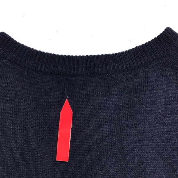 LL Bean Sweater Vest Lambs Wool Mens Large Tall Blue V-neck Hole in Back - Picture 3 of 10